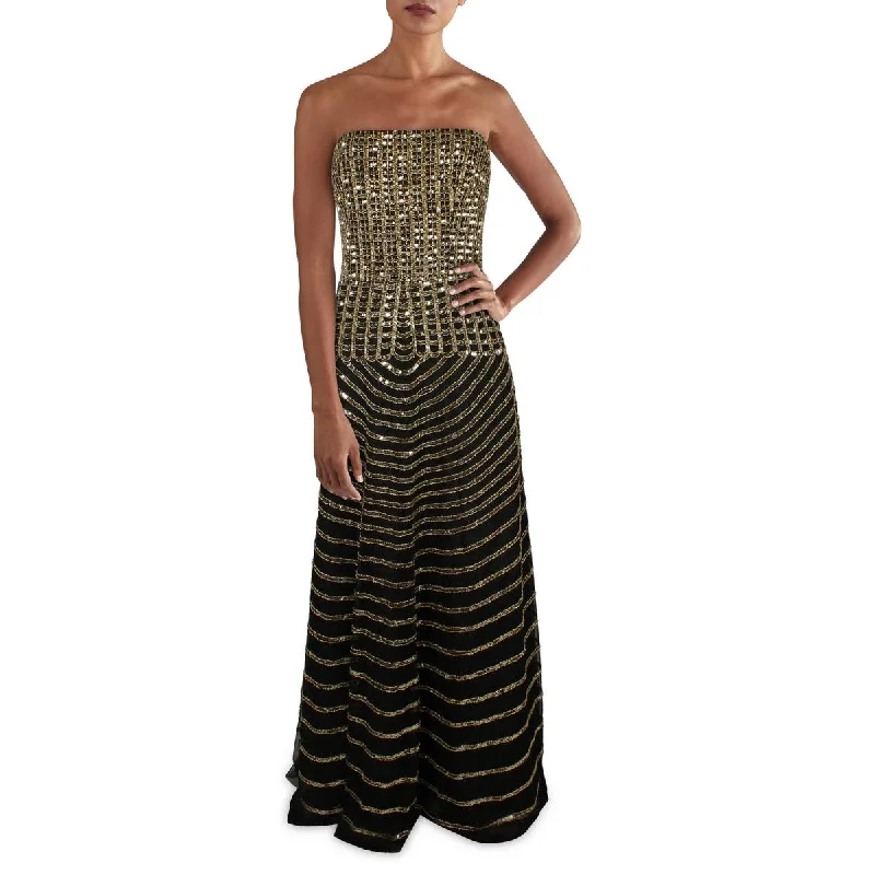 Embellished DressAidan Mattox Womens Beaded Strapless Evening Dress