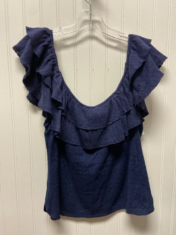 women's tops with asymmetrical designsTop Short Sleeve By Anthropologie In Navy, Size: Xl