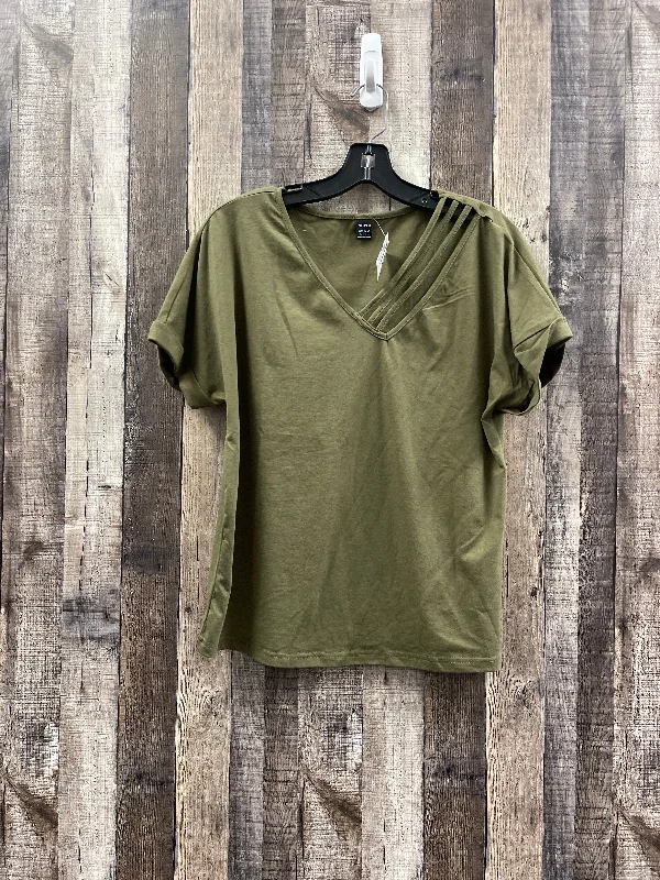 women's tops made from cottonTop Short Sleeve By Shein In Green, Size: L