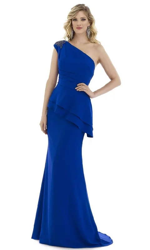 women's fair-trade dressesGia Franco 12977 - Asymmetric Peplum Evening Dress