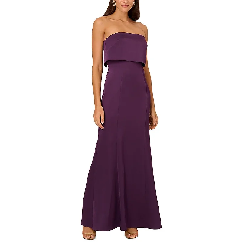 Short-Sleeve DressLiv Foster Womens Full Length Satin Evening Dress