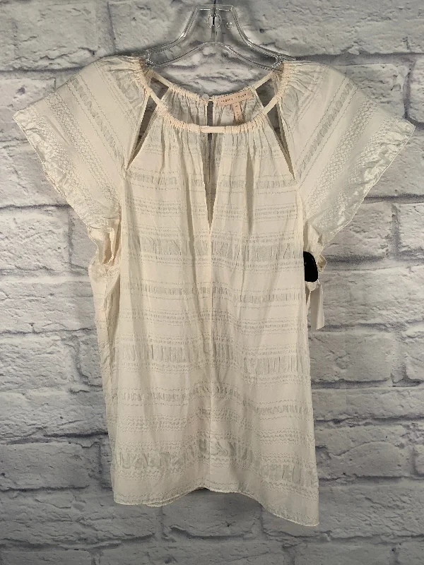 women's tops for those who want to add a touch of sophistication to their casual attireTop Short Sleeve Designer By Rebecca Taylor In Cream, Size: M