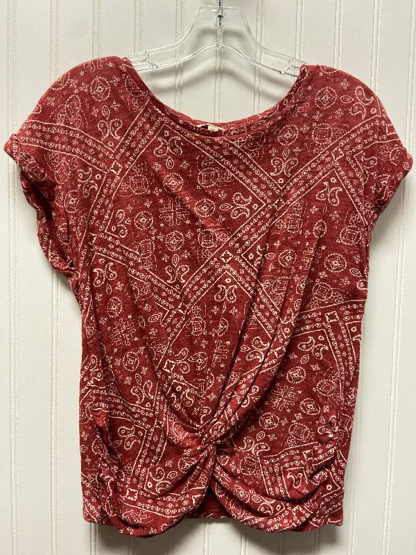 women's tops with sheer overlaysTop Short Sleeve By Lucky Brand In Red, Size: S