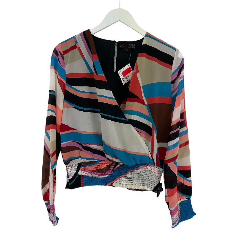 women's tops with cold-shoulder cutsTop Long Sleeve By Jw In Multi-colored, Size: Xl