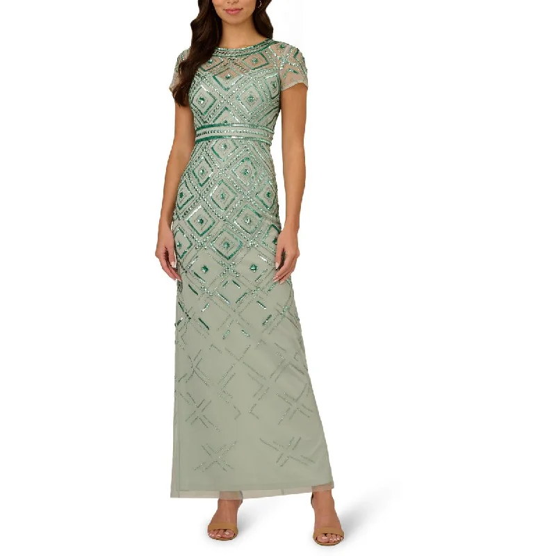 women's travel dressesAdrianna Papell Womens Beaded Long Evening Dress