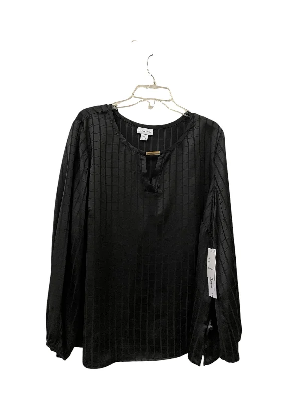 women's tops with spaghetti straps and deep V-necksTop Long Sleeve By Liz Claiborne In Black, Size: 1x