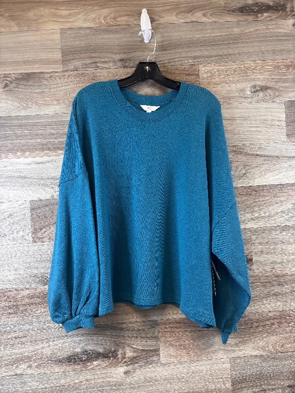 women's tops for gala dinnersTop Long Sleeve By Time And Tru In Teal, Size: L