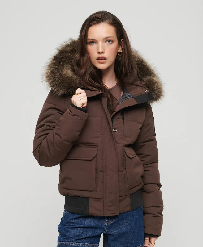 women's coats for those who seek both warmth and flairHooded Everest Puffer Bomber Jacket | Java Brown