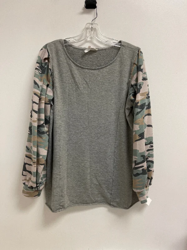 women's tops for summer festivalsTop Long Sleeve By Bibi In Camouflage Print, Size: M