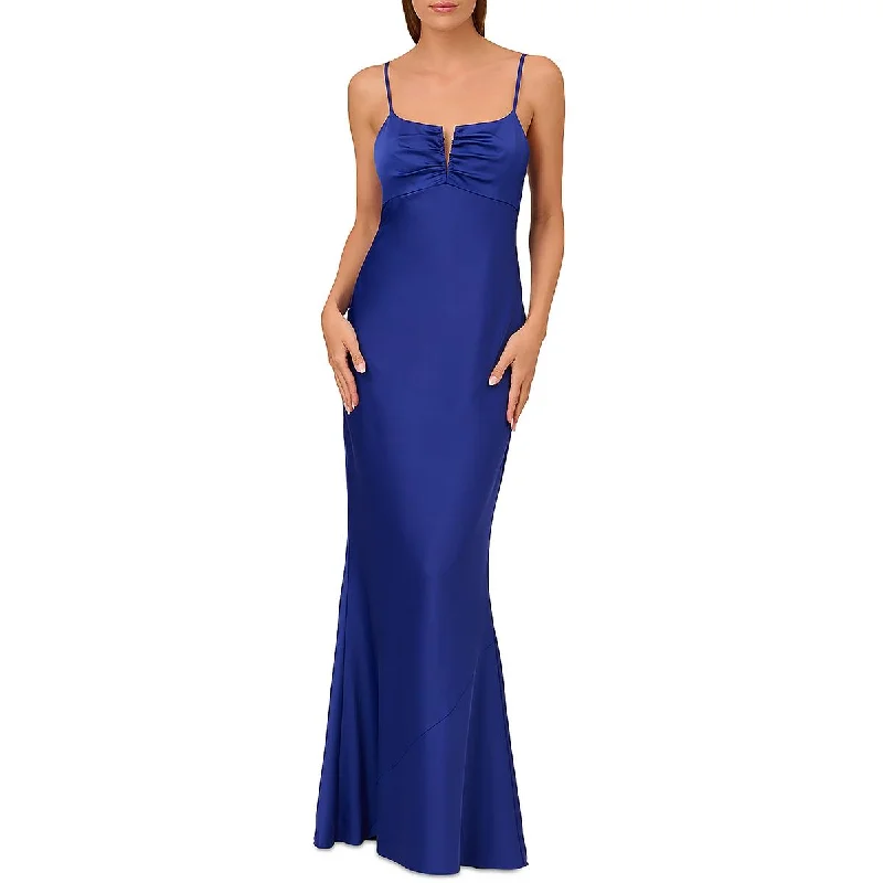 Velvet DressLiv Foster Womens Key Hole Neck Ruched Evening Dress