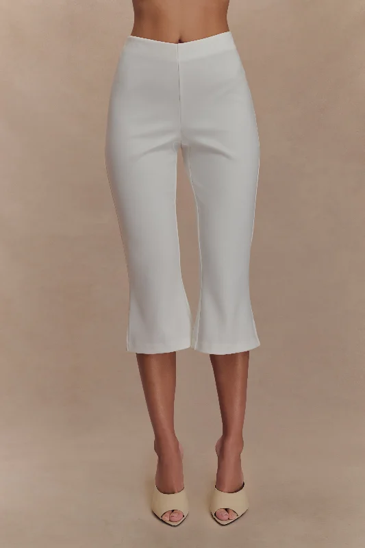 Layla Flared Crepe Capri Pants - White