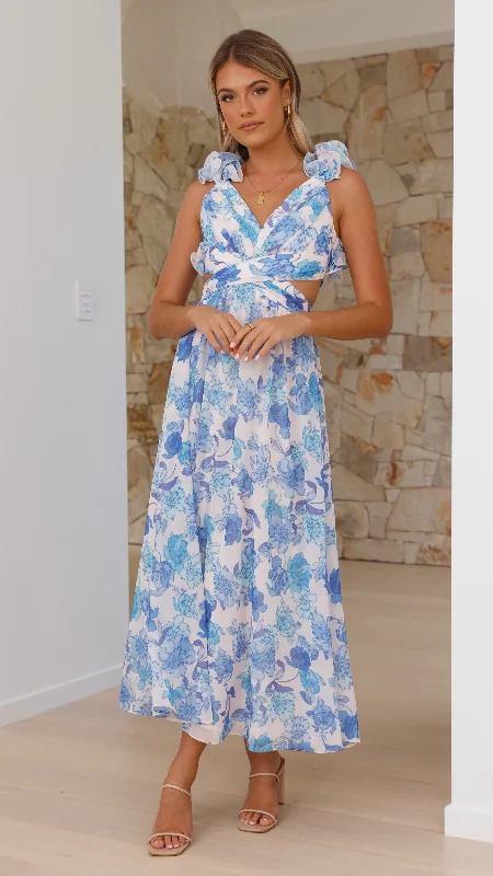 women's wrap dressesGalilhai Maxi Dress - Blue Floral