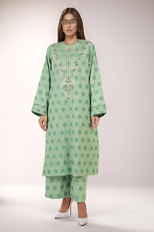 Embroidered Cotton Jacquard Stitched 2 Piece (Shirt/Trouser)