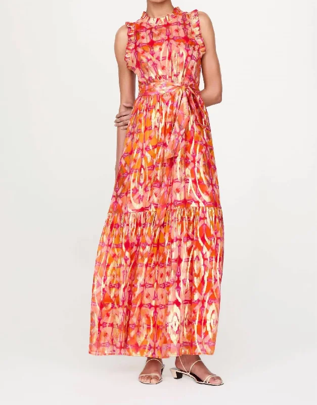 Velvet DressAlice Maxi Dress In Metallic Guava