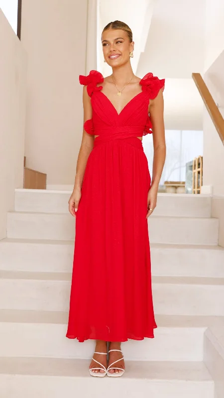 Tiered DressGalilhai Maxi Dress - Red