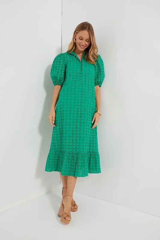 women's ball gown dressesGreen Eyelet Midi Tryall Dress