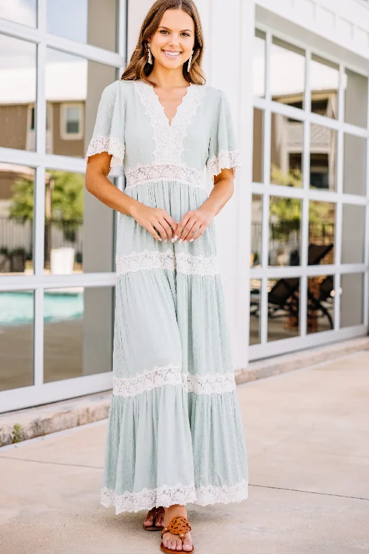 women's tall dressesOpen Spaces Sage Green Lace Maxi Dress