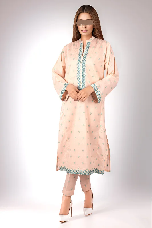 SAYA's Printed Cotton Jacquard Embroidered Stitched For Mom And Daughter