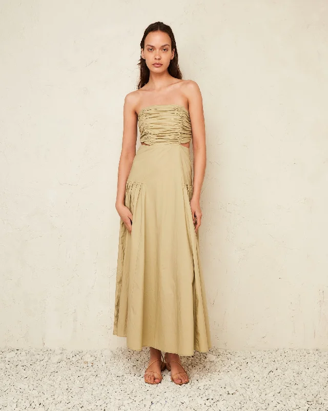 Casual Chic DressKinley Light Olive Ruched Maxi Dress