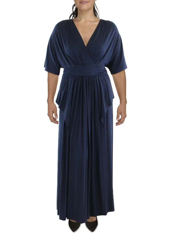 Vintage DressPlus Womens Knit V-Neck Maxi Dress