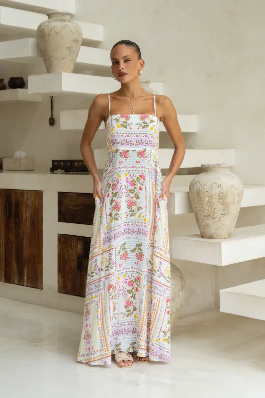 Lace DressAmelina Multicolour Floral Flared Maxi Dress