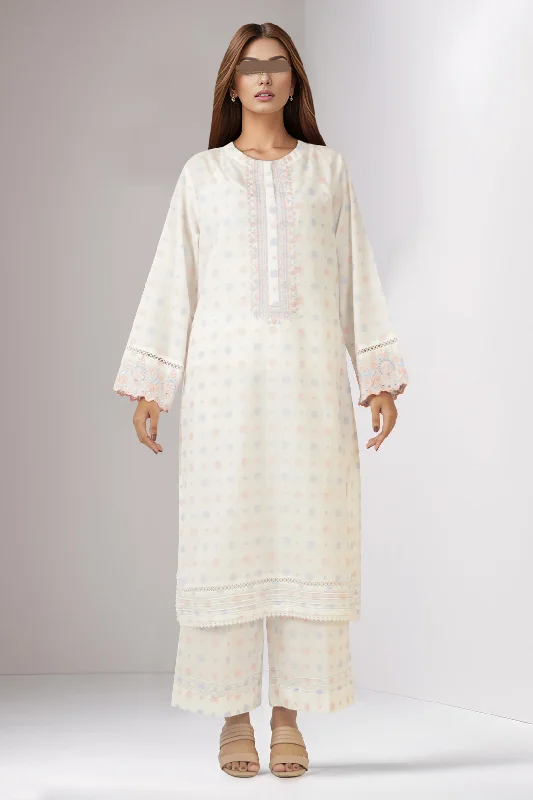 Embroidered Cotton Jacquard Stitched 2 Piece (Shirt/Trouser)