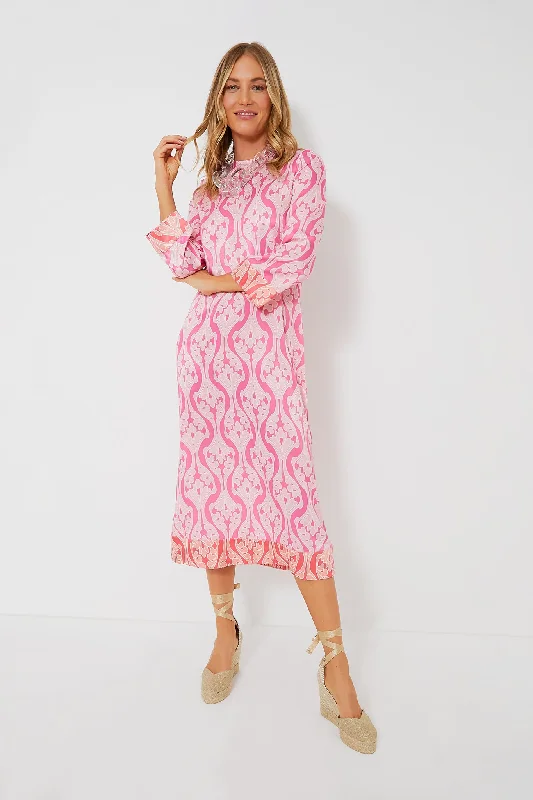 women's curve-hugging dressesPink Geometric Hayes Midi Dress