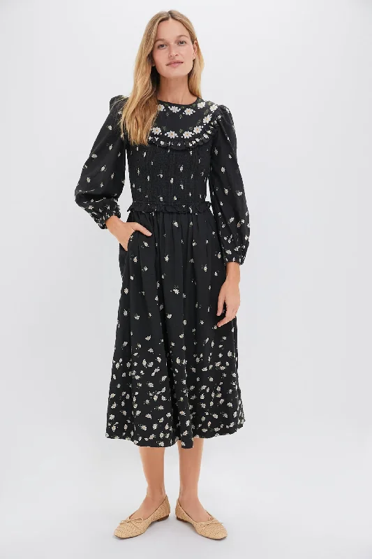 women's lace dressesBlack Elizabeth Print Smocked Midi Dress