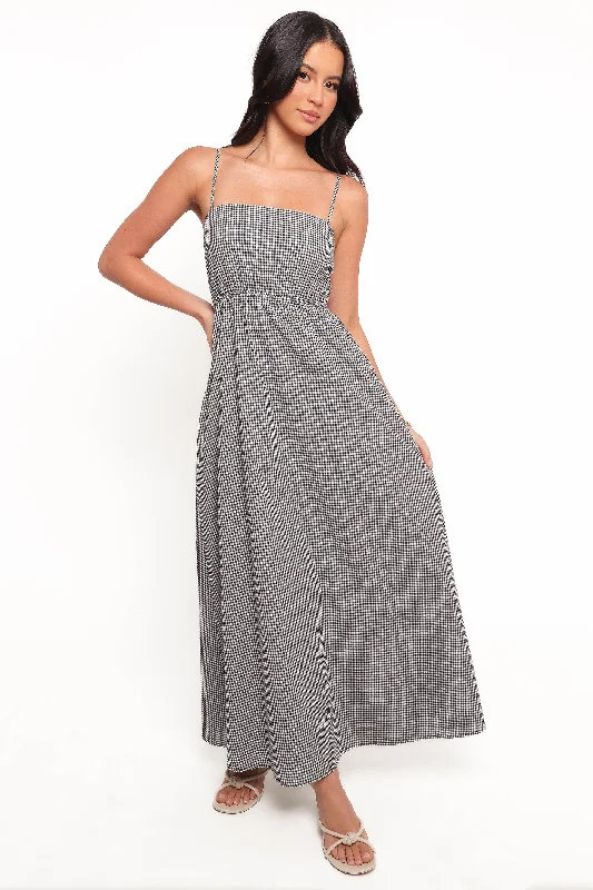 Bohemian DressSerene Maxi Dress - Black Gingham