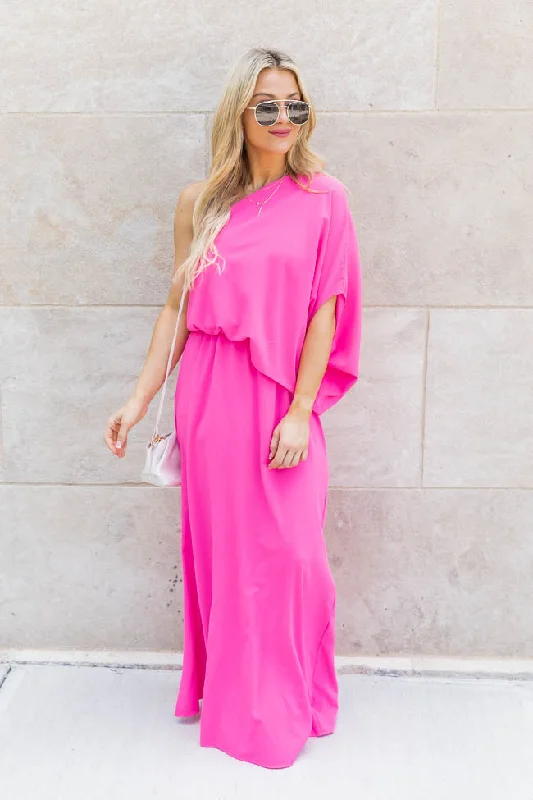 Flowy DressFound My Forever Pink One Shoulder Maxi Dress FINAL SALE