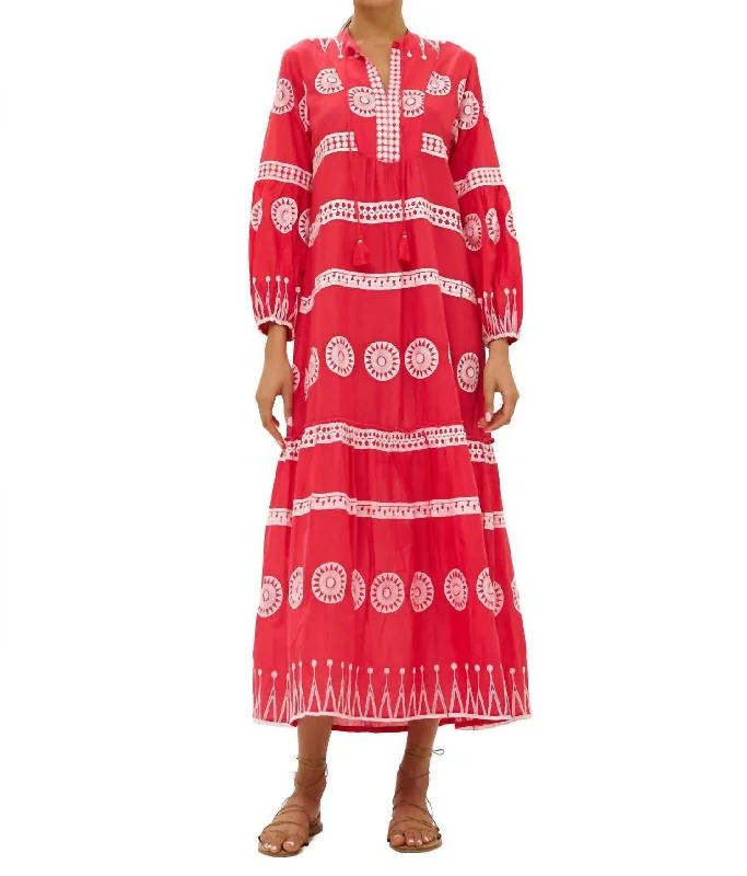 women's sustainable dressesV Neck Maxi Dress In Soleil Red