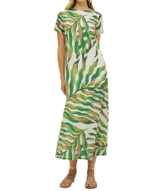 women's cocktail dressesShort Sleeve Shift Maxi Dress In Maldive Green