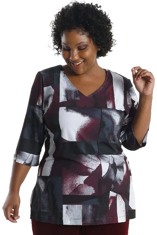 women's plus-size pantsVikki Vi Jersey Metro V-Neck 3/4 Sleeve Tunic