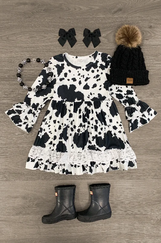 Wedding DressCow Print Bell Sleeve Lace Dress