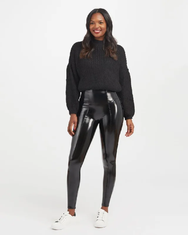 Jersey DressSpanx Faux Patent Black Leather Leggings