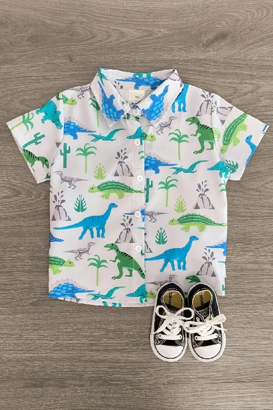 women's sleeveless dressesTropical Dinosaur Button Down