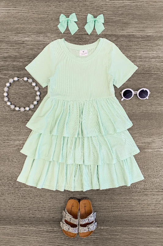 Organza DressPastel Green Ruffle Dress