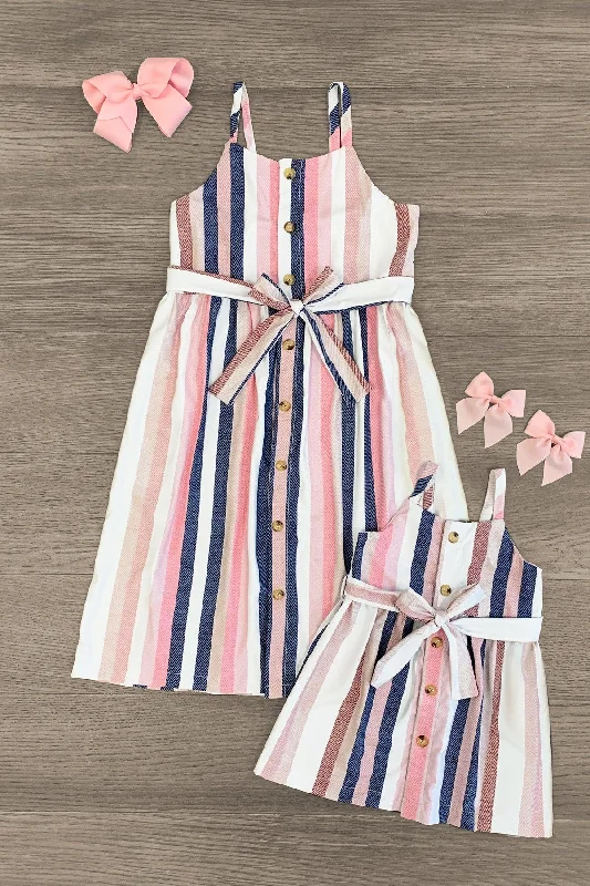 Wrap DressMom & Me - Pink Stripe Button-Up Sundress