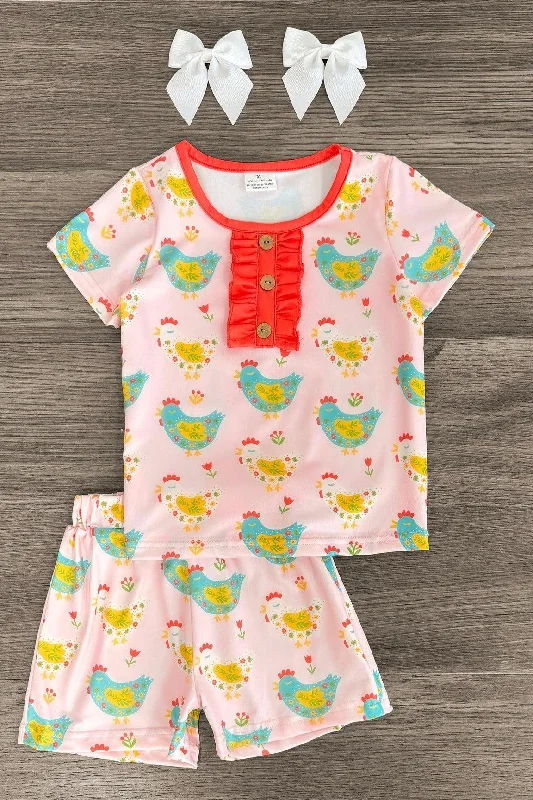 Off-The-Shoulder DressPink Floral Rooster Pajama Set