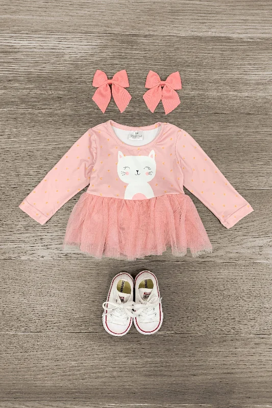 Laced-Up DressPink Kitten Tutu Onesie