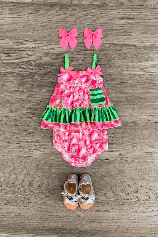 Pastel DressPink Watermelon Bloomer Set