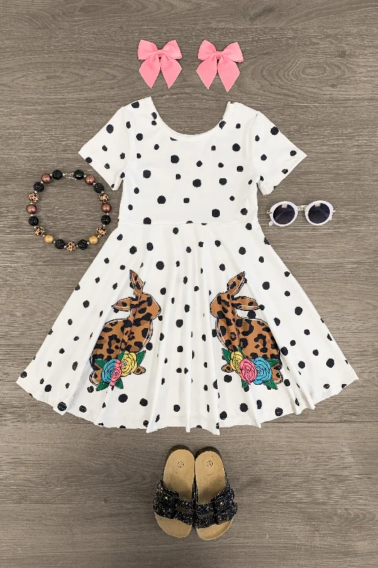 Zipper DressWhite Polka Dot Cheetah Bunny Dress