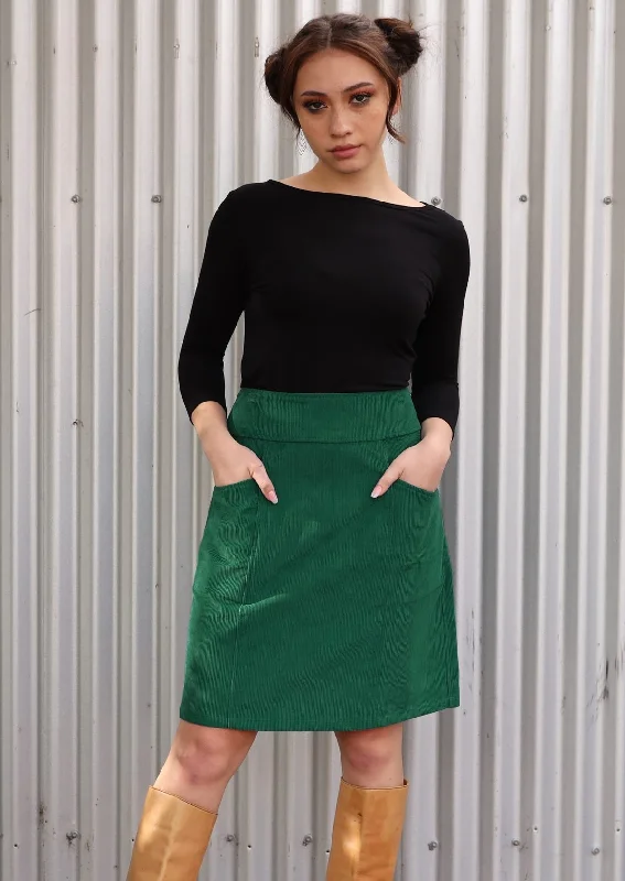 women's warm party skirtsAalia Corduroy Skirt Hunter Green