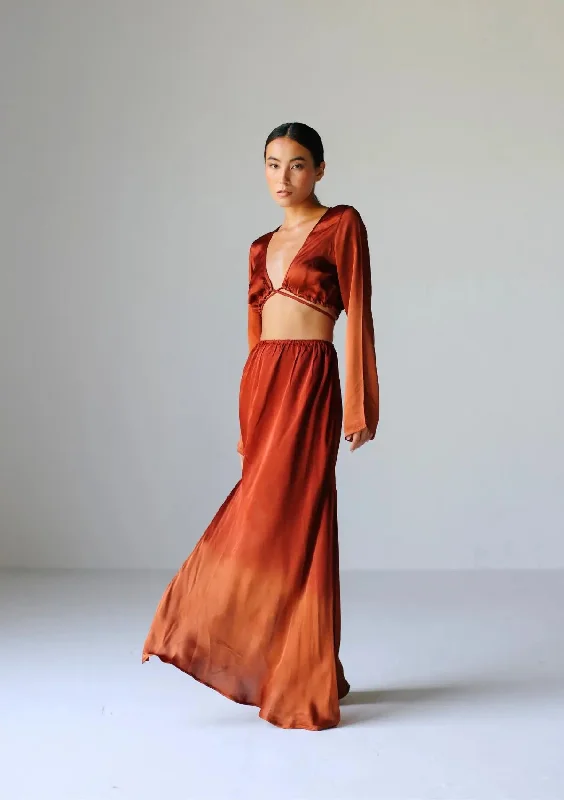 women's silk skirtsADELE MAXI SKIRT - PICANTE/ COPPER OMBRE