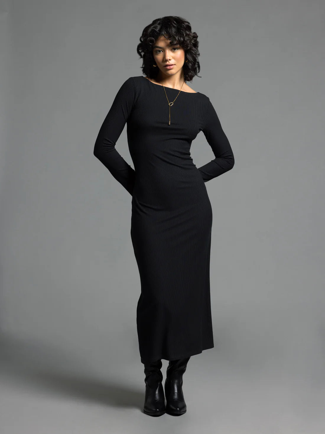 women's everyday casual skirtsLong Sleeve Ribbed Maxi Dress