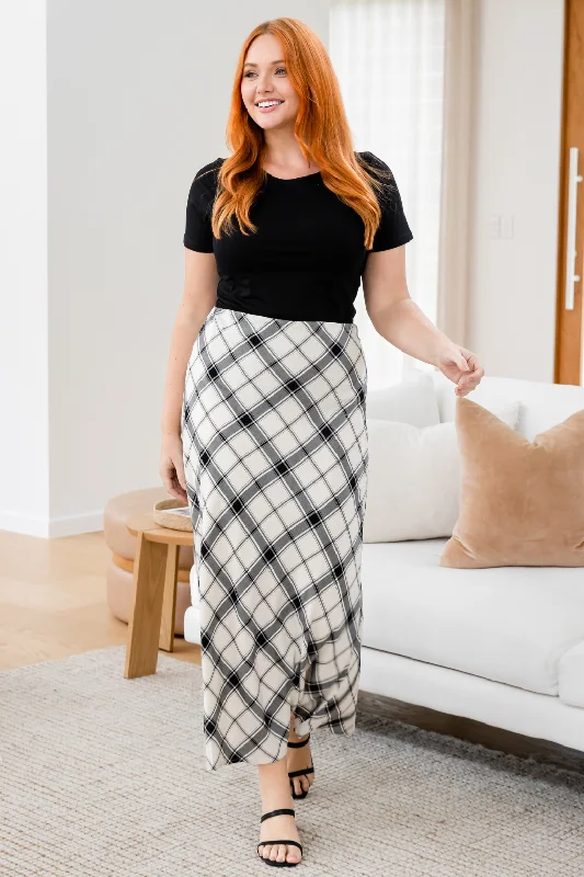 women's figure-flattering business skirtsFINAL SALE | Valentina Bias Skirt Check