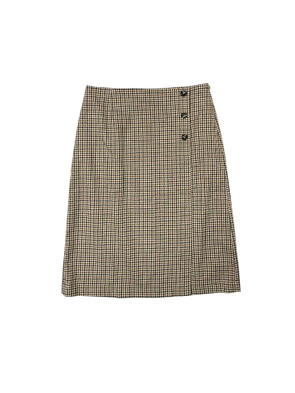 women's eco-friendly checked skirtsSkirt Midi By Christopher And Banks In Black & Tan, Size: 12