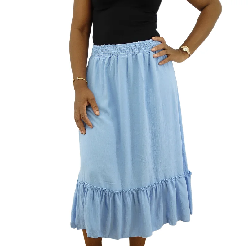 women's handmade casual skirtsSM3844, SnowFlake - Airflow Solid Midi Skirt (S/M-L/XL) Assorted