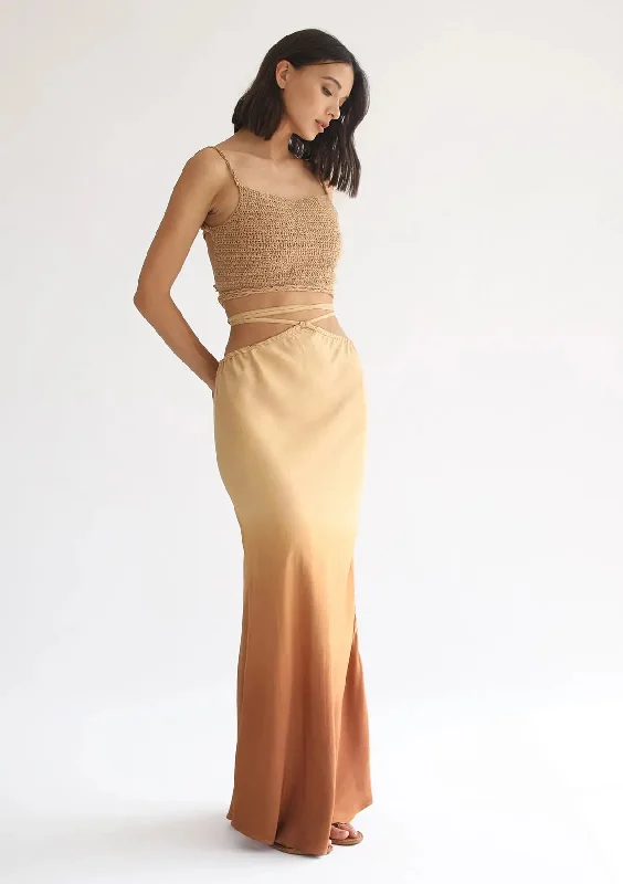 women's summer midi skirtsYARA MAXI SKIRT - INCA GOLD OMBRE